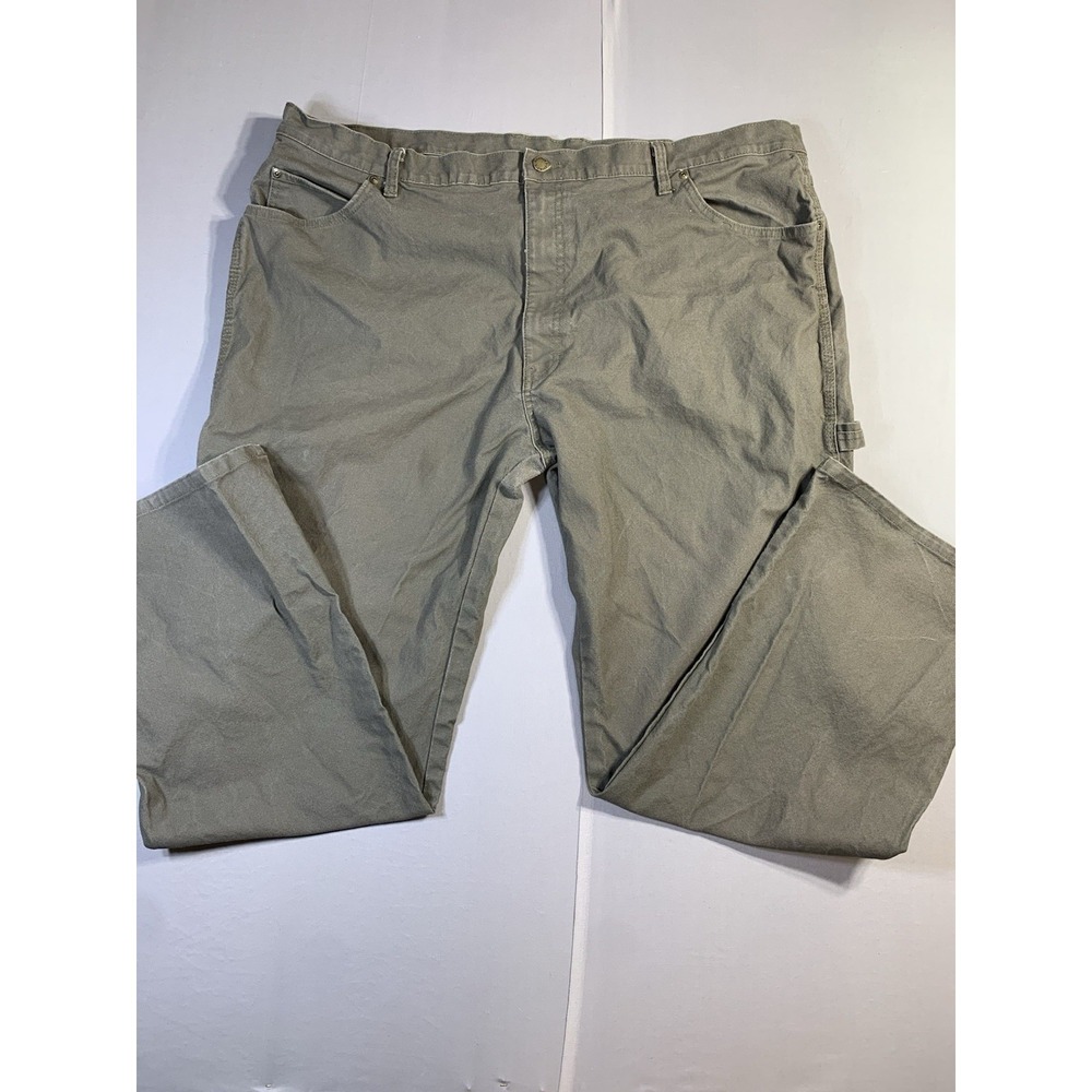 Vintage Dickies Canvas Carpenter Pants Mens FIts 44x32 Moss Olive Green Workwear